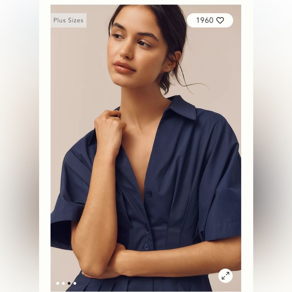 Anthropologie The Tobie Button-Front Pleated Mini Shirt Dress by Exquise - Picture 4 of 6